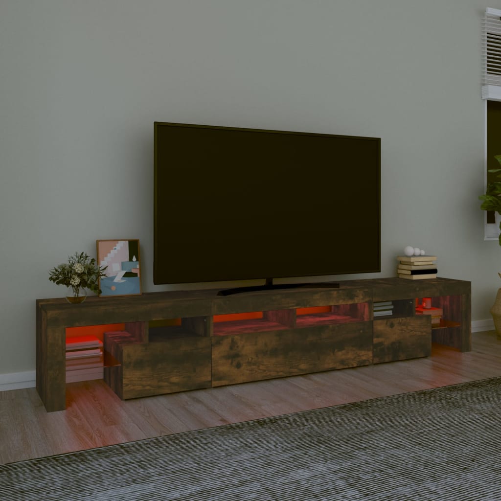 vidaXL füstös tölgy színű TV-szekrény LED-világítással 230x36,5x40 cm