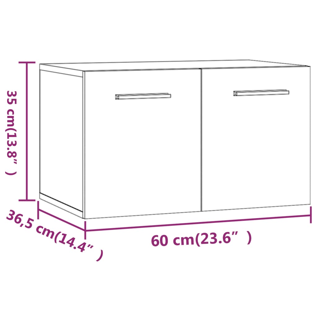 vidaXL betonszürke szerelt fa faliszekrény 60 x 36,5 x 35 cm