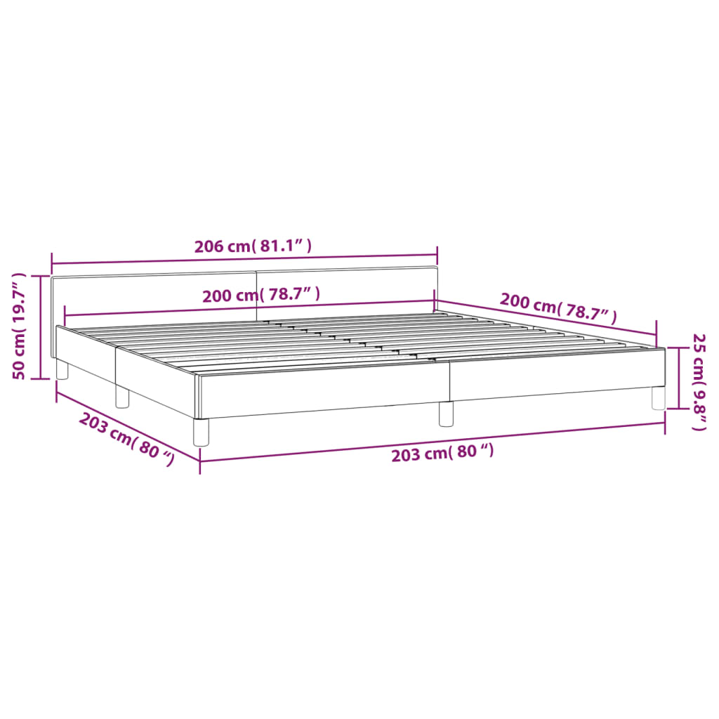 vidaXL sötétszürke szövet ágykeret matrac nélkül 200 x 200 cm