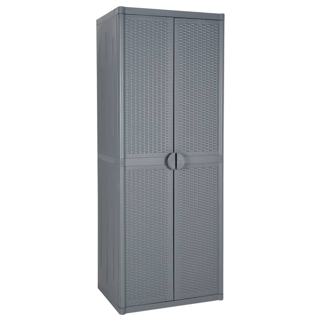 vidaXL szürke PP rattan kerti tárolószekrény 65 x 45 x 172 cm