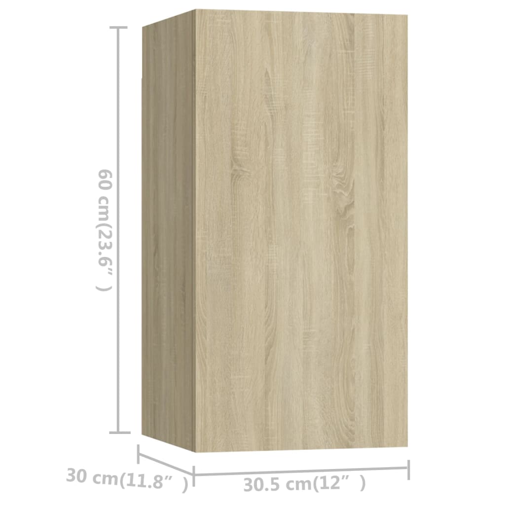vidaXL 4 részes sonoma-tölgy színű szerelt fa TV-szekrényszett