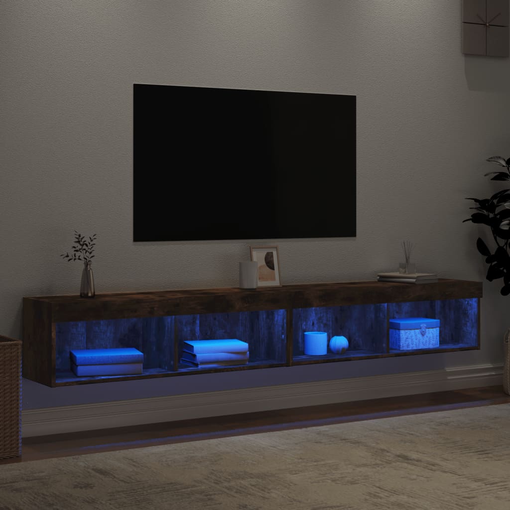 vidaXL 2 db füstös tölgyszínű TV-szekrény LED-világítással 100x30x30cm