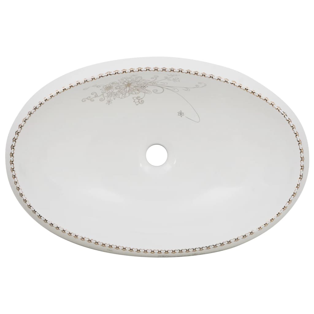 vidaXL fehér kerámia ovális asztali mosdó 59 x 40 x 15 cm