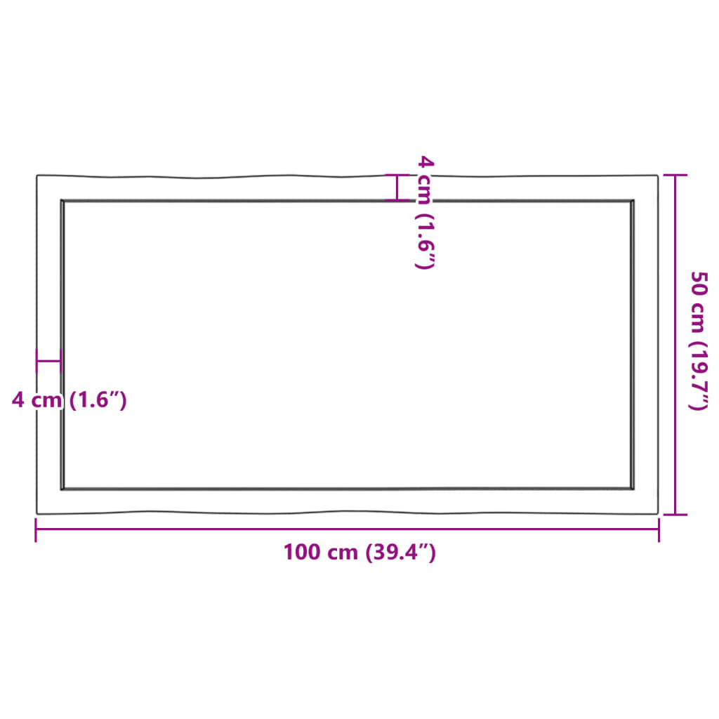 vidaXL sötétbarna kezelt tömör asztallap 100x50x(2-6) cm