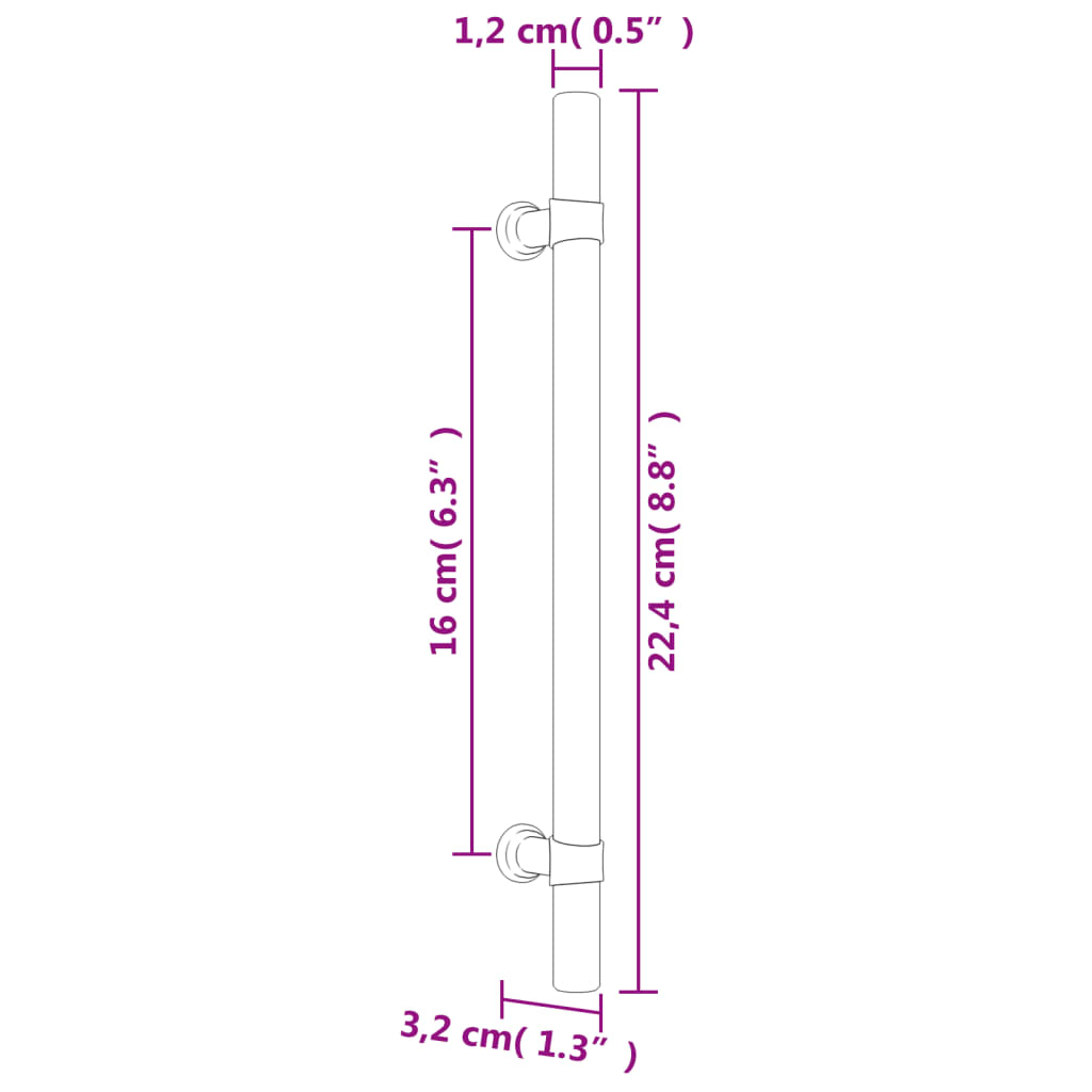 vidaXL 10 db fekete rozsdamentes acél szekrényfogantyú 160 mm