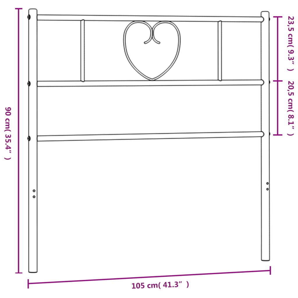 vidaXL fekete fém fejtámla 100 cm