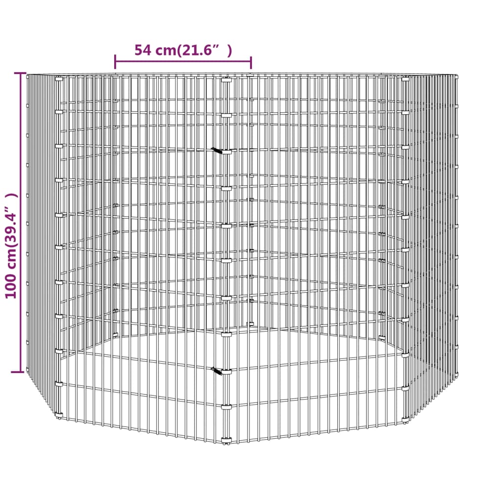 vidaXL 8 paneles horganyzott vas szabadon álló állatketrec 54 x 100 cm