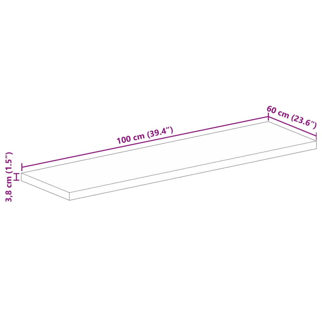 vidaXL tömör akácfa téglalap alakú asztallap 100x60x3,8 cm
