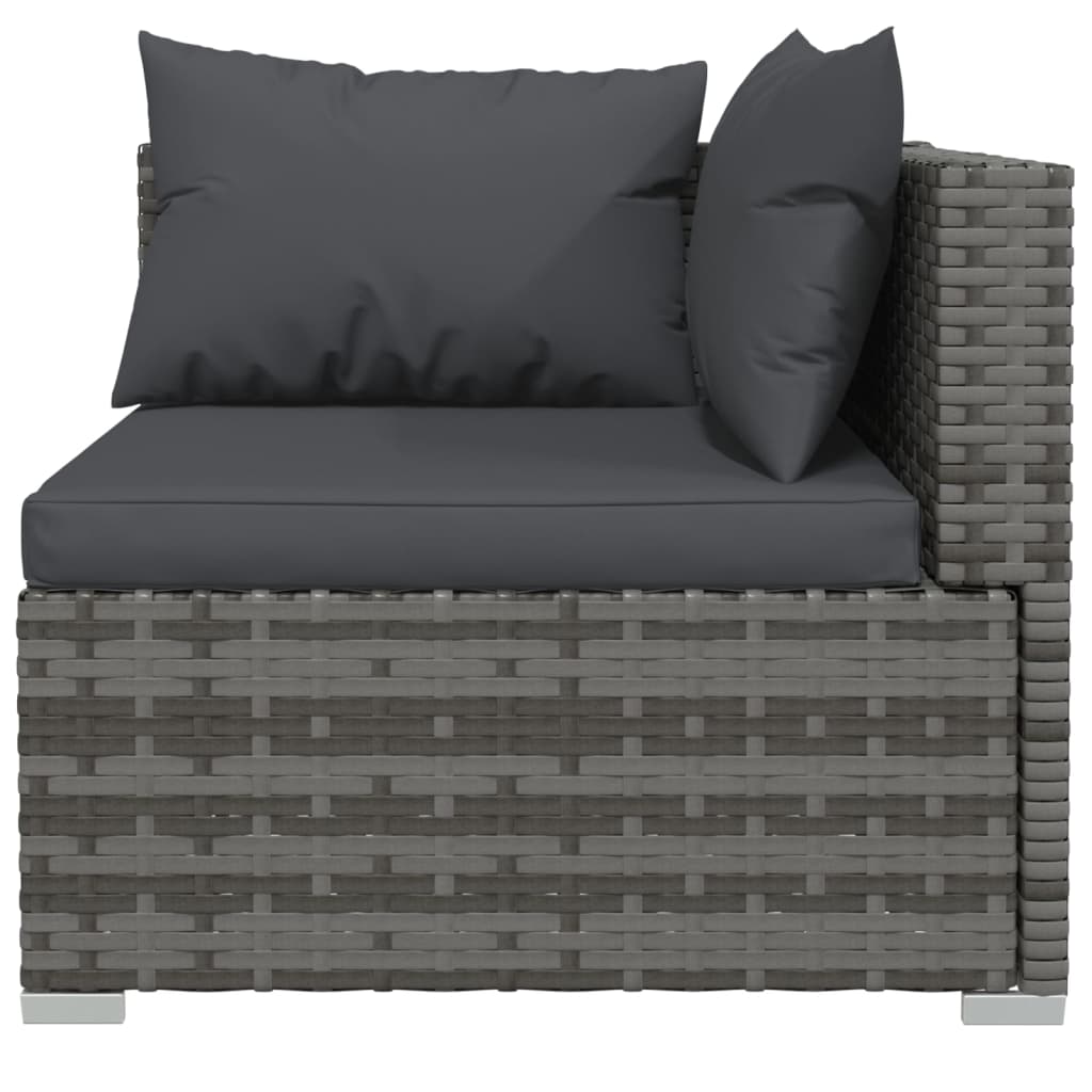 vidaXL háromszemélyes szürke polyrattan kanapé párnákkal