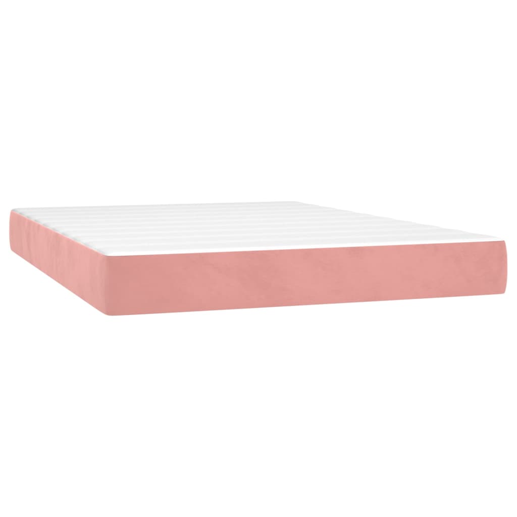 vidaXL rózsaszín bársony rugós ágy matraccal 140x190 cm