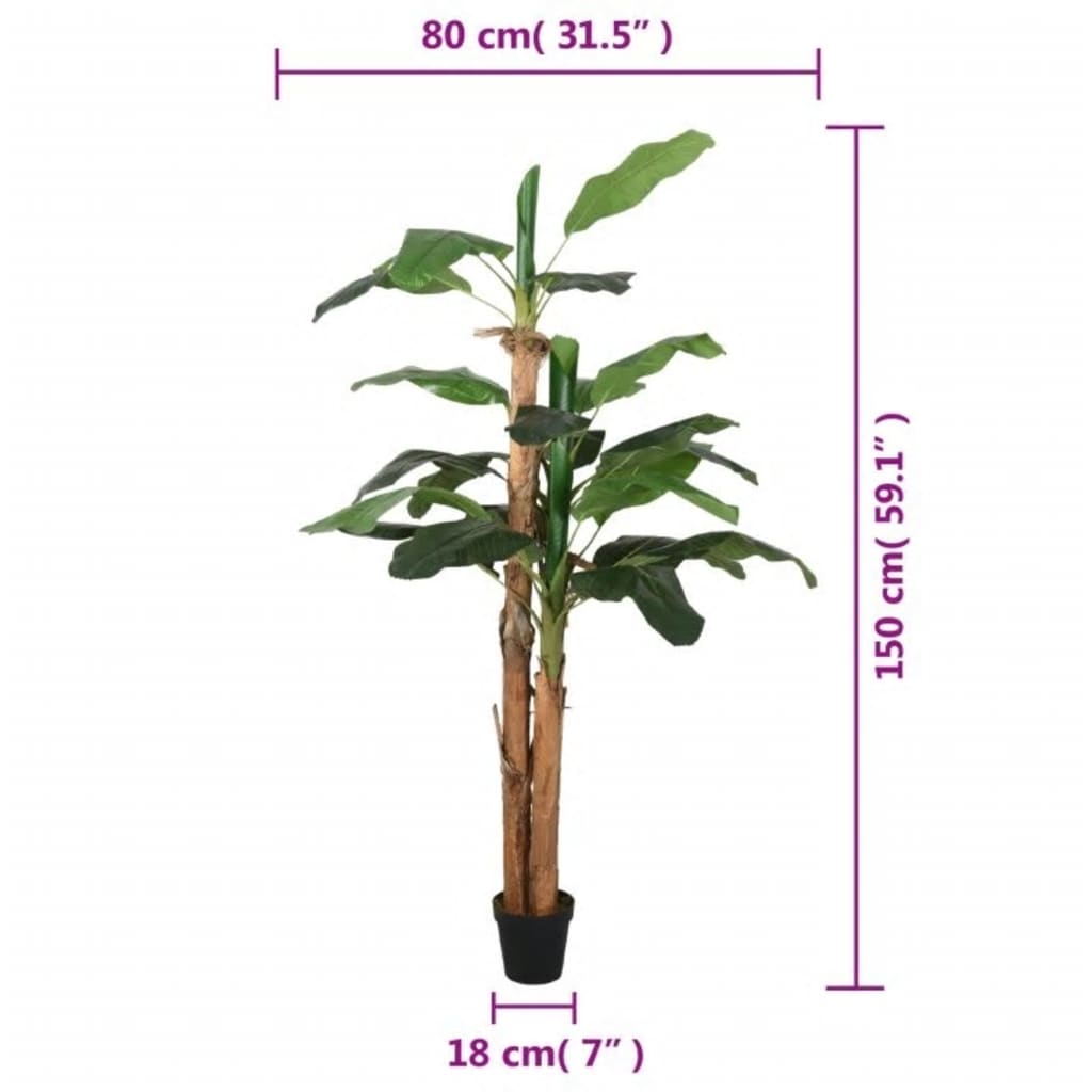 vidaXL zöld mű banánfa 18 levéllel 150 cm