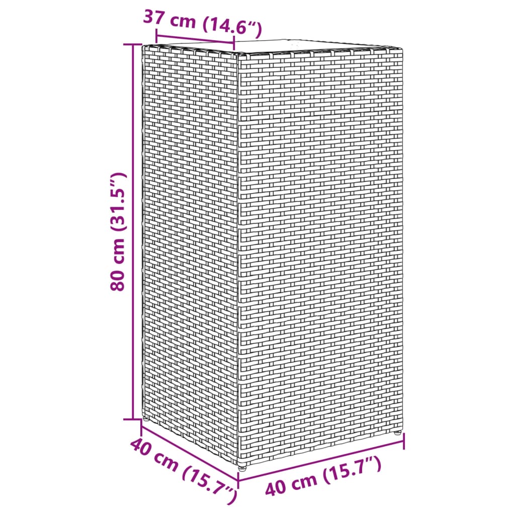 vidaXL 2 db fekete polyrattan kerti ültetőláda 40x40x80 cm