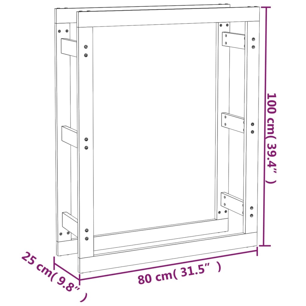 vidaXL tömör fenyőfa tűzifatartó állvány 80x25x100 cm