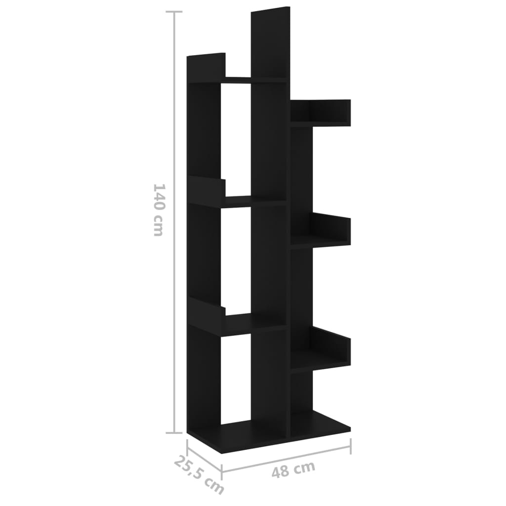 vidaXL fekete szerelt fa könyvszekrény 48 x 25,5 x 140 cm