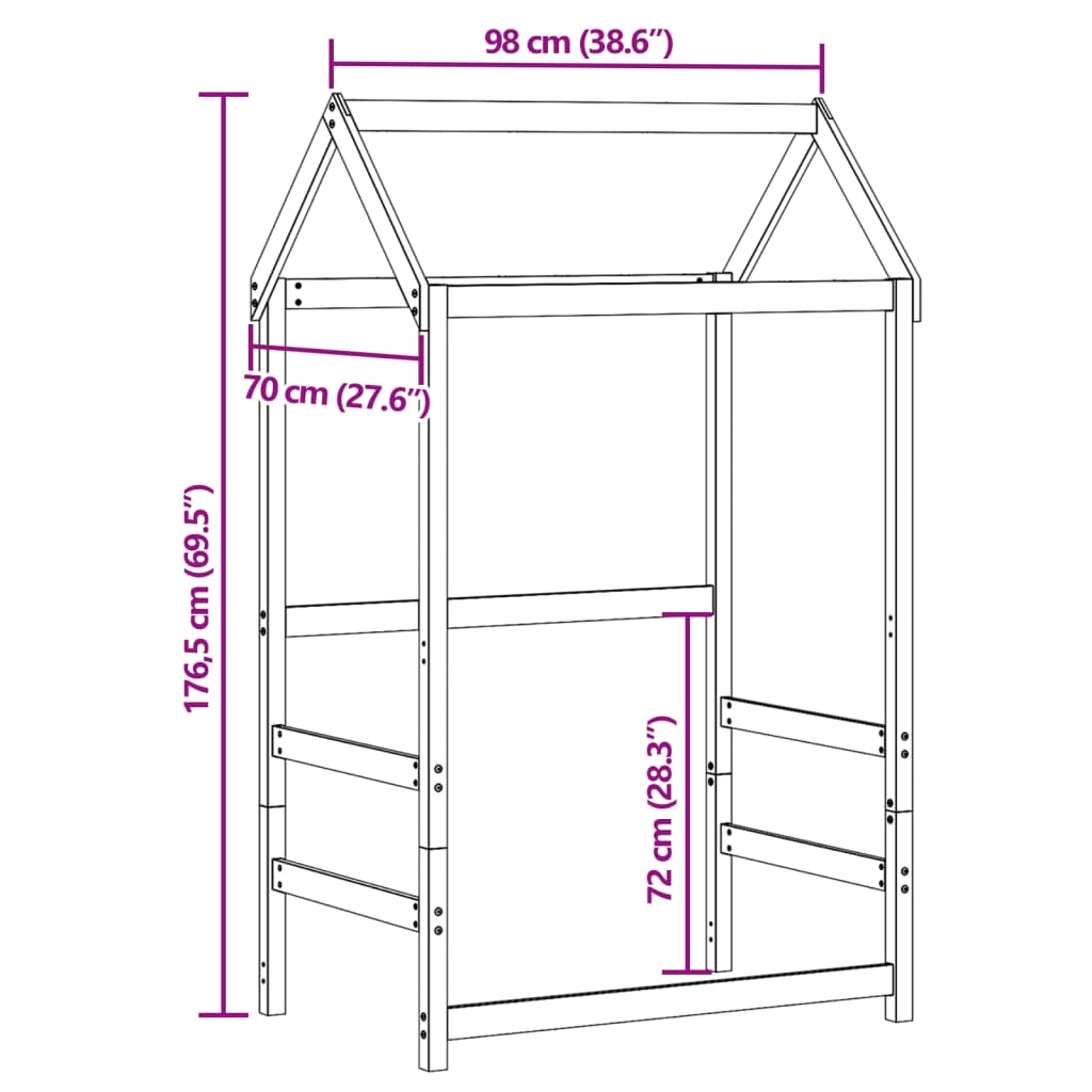 vidaXL viaszbarna tömör fenyőfa gyerekágytető 98 x 70 x 176,5 cm