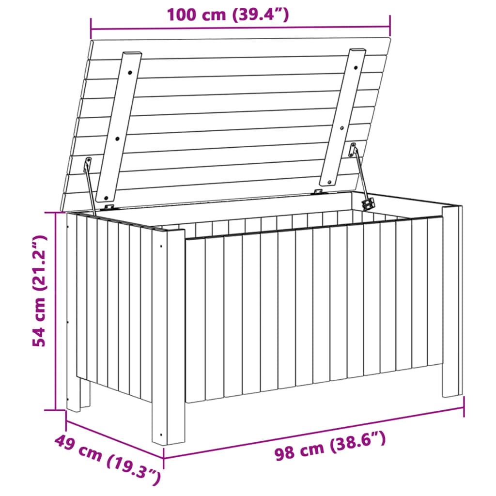 vidaXL RANA fehér tömör fenyőfa tárolóláda fedéllel 100 x 49 x 54 cm