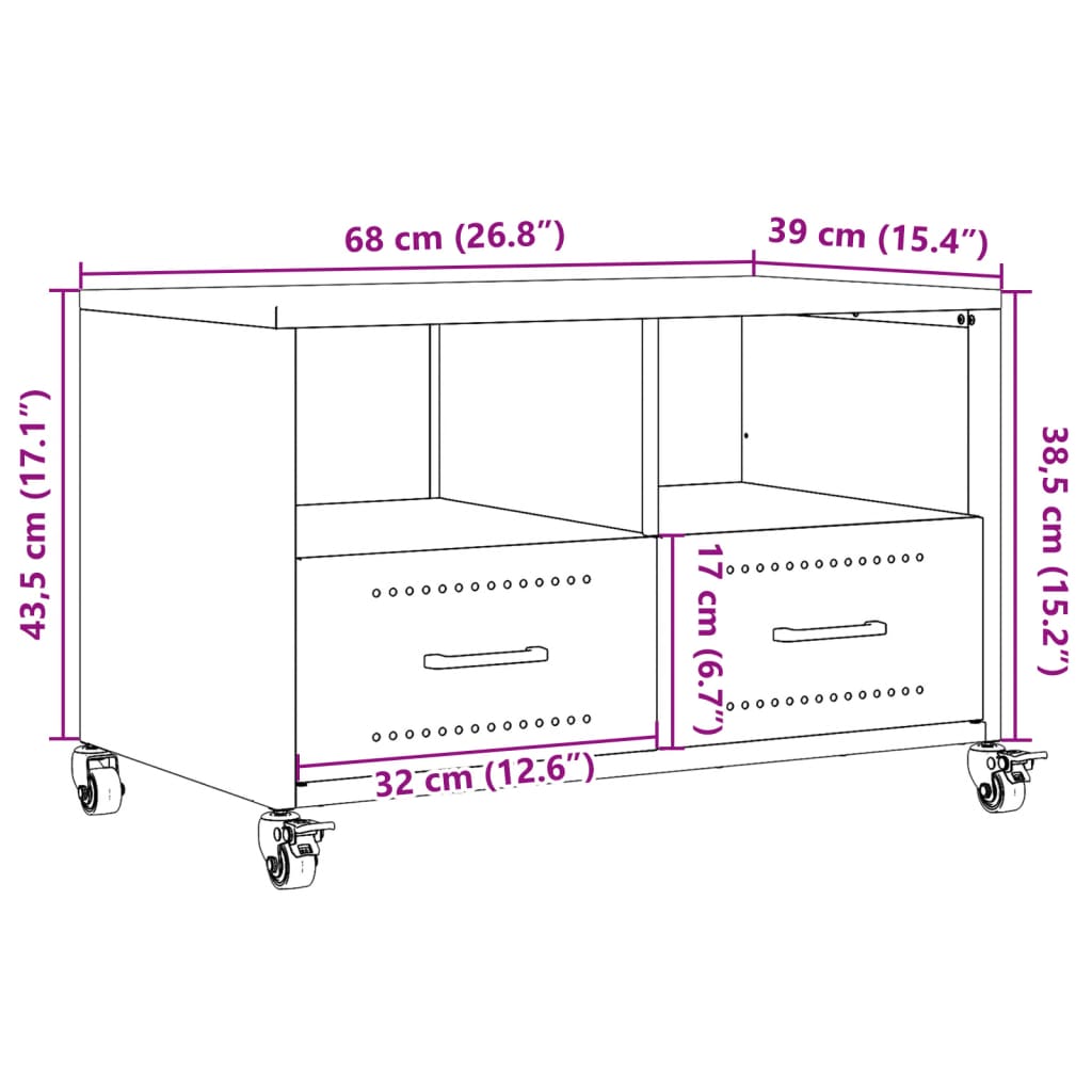 vidaXL mustársárga hidegen hengerelt acél TV-szekrény 68x39x43,5 cm