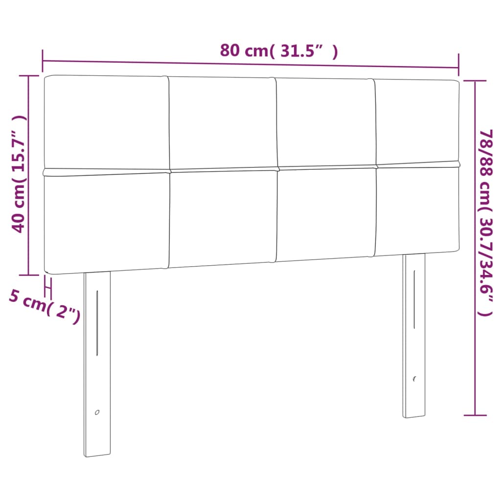 vidaXL sötétkék bársony fejtámla 80 x 5 x 78/88 cm