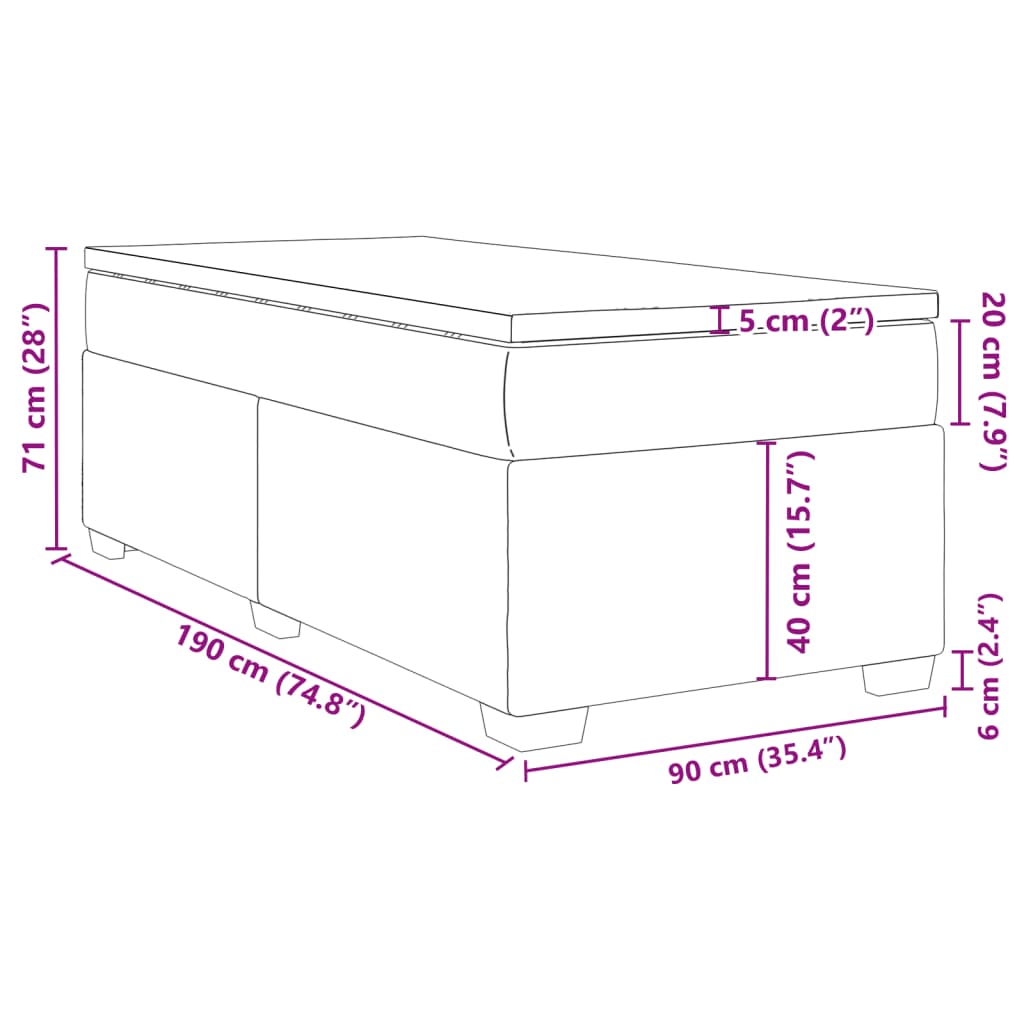 vidaXL sötétzöld bársony rugós ágy matraccal 90x190 cm