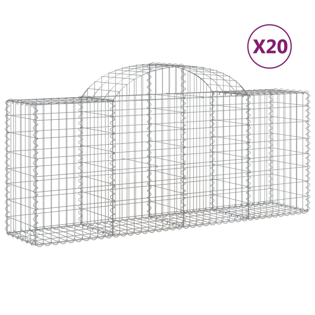 vidaXL 20 db íves horganyzott vas gabion kosár 200x50x80/100 cm