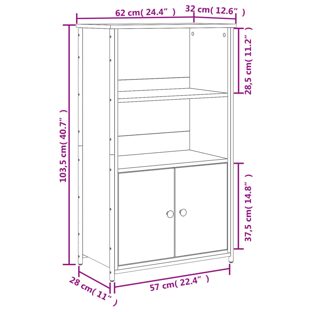 vidaXL füstös tölgy színű szerelt fa magasszekrény 62 x 32 x 103,5 cm