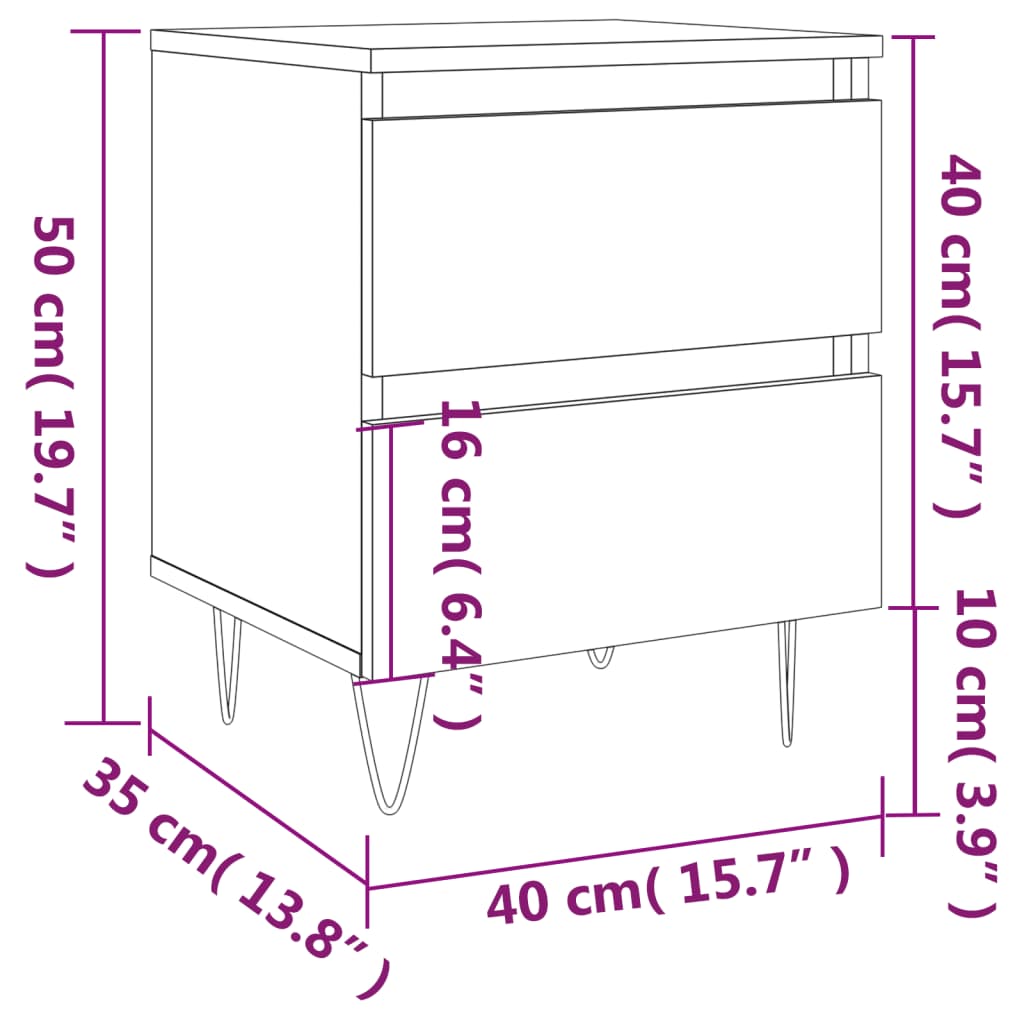 vidaXL 2 db sonoma tölgy színű éjjeliszekrény 40 x 35 x 50 cm