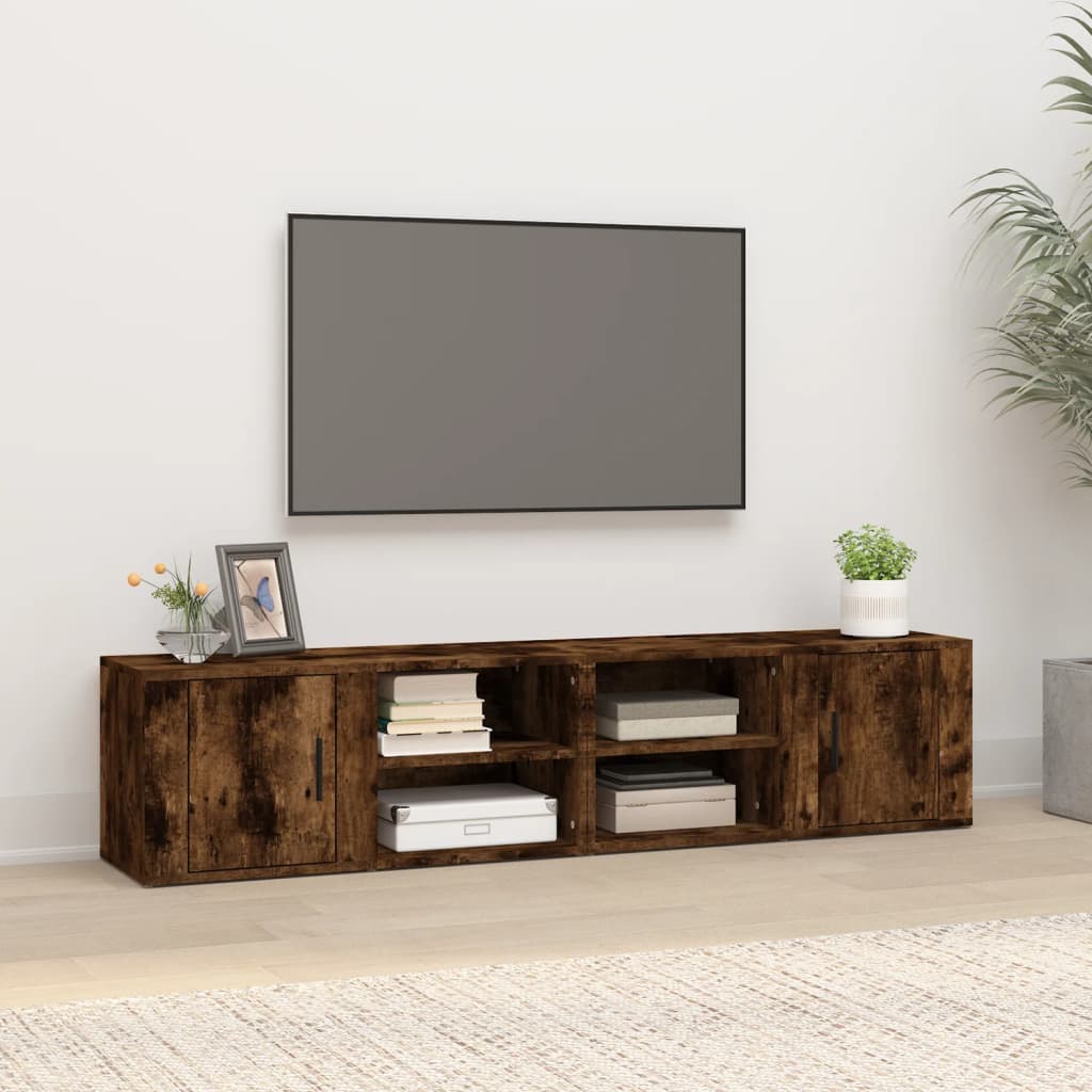 vidaXL 2 db füstös tölgy színű szerelt fa TV-szekrény 80x31,5x36 cm