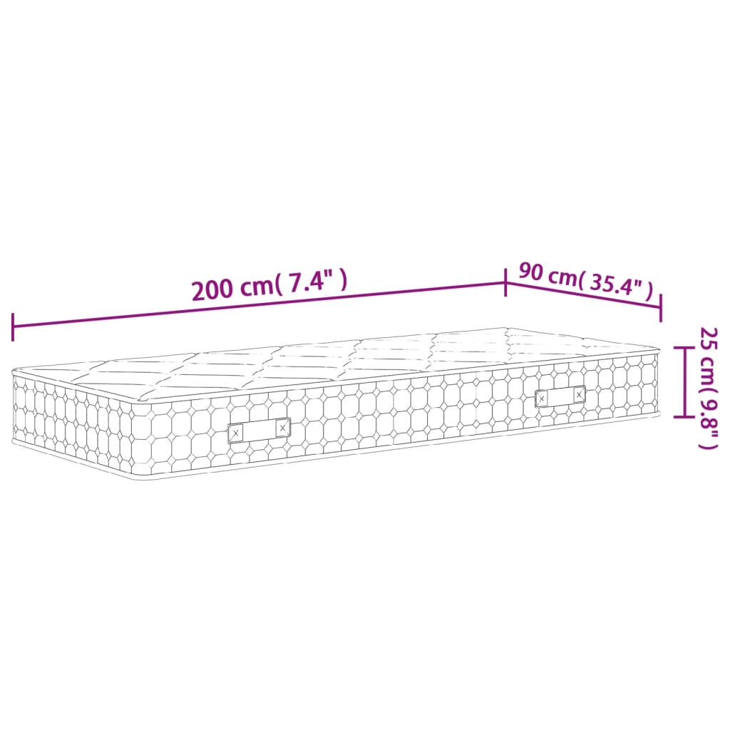 vidaXL közepes keménységű zsebrugós matrac 90 x 200 cm