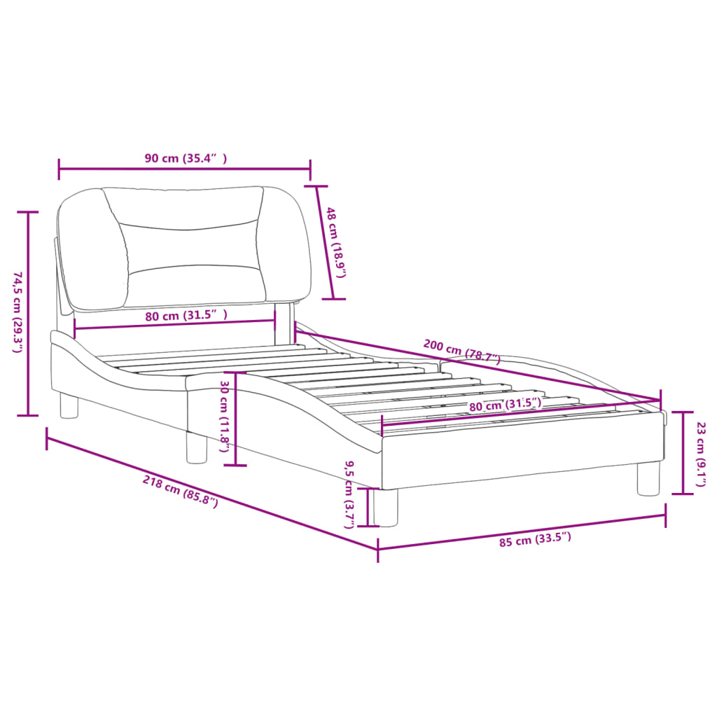 vidaXL sötétszürke szövet ágykeret fejtámlával 80 x 200 cm