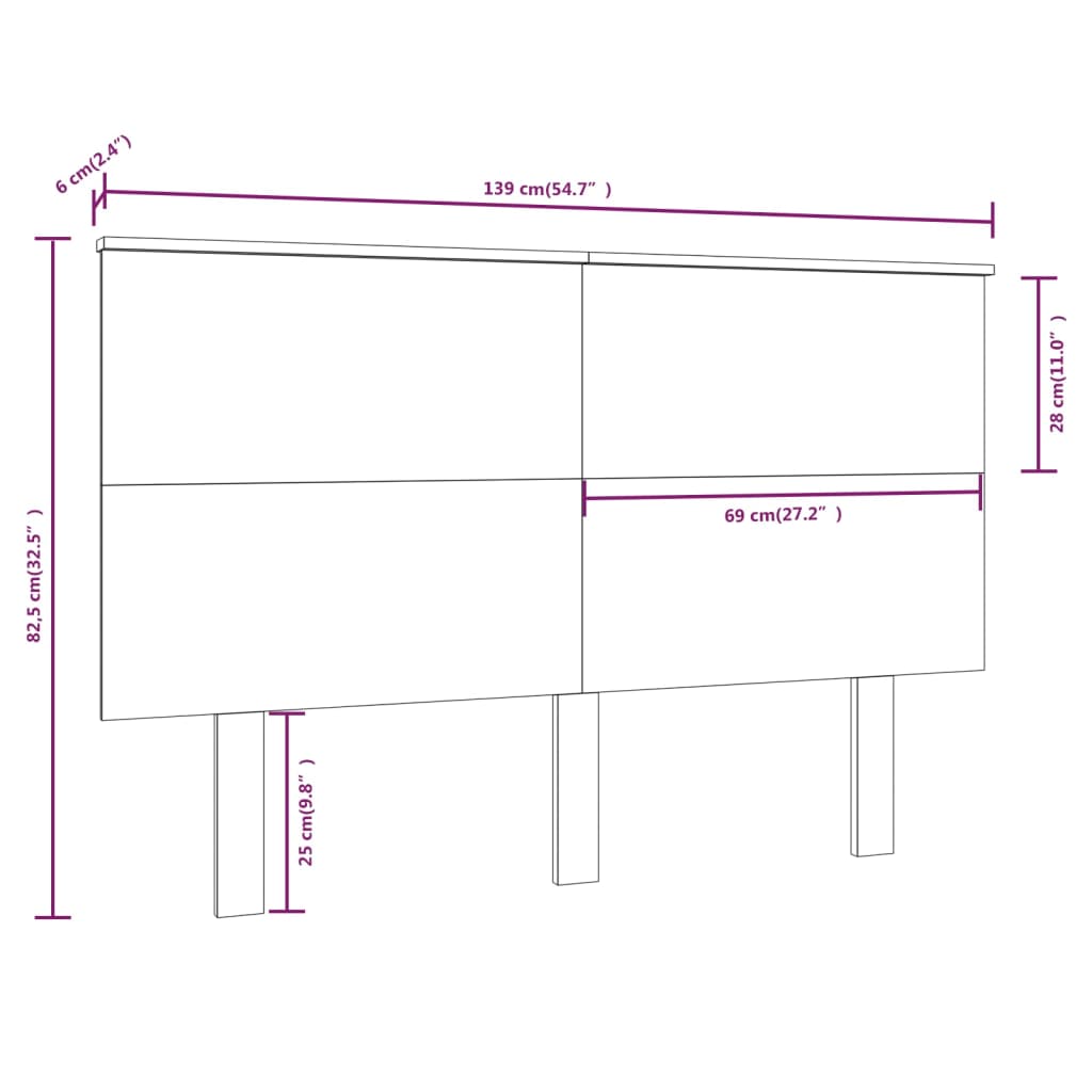 vidaXL tömör fenyőfa ágyfejtámla 139 x 6 x 82,5 cm