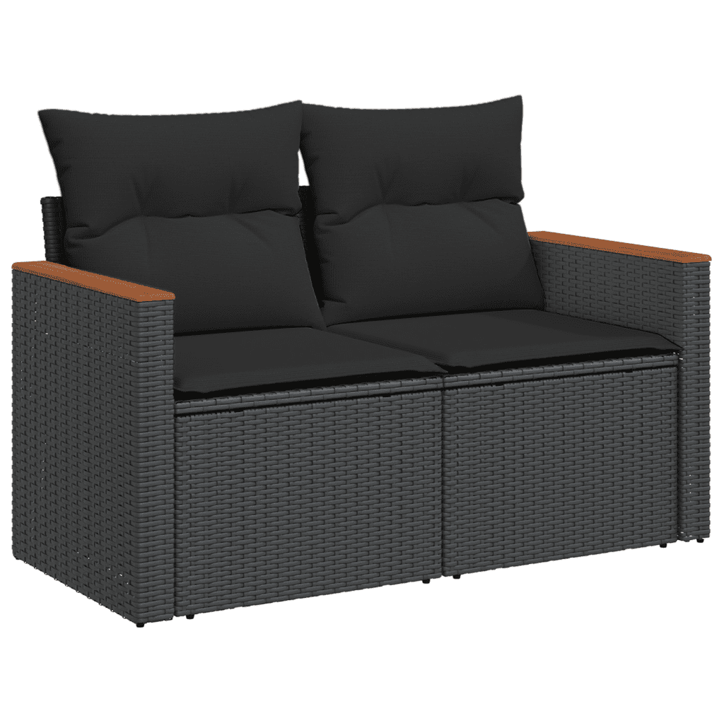 vidaXL 11 részes fekete polyrattan kerti ülőgarnitúra párnákkal