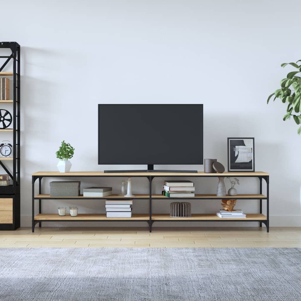 vidaXL sonoma tölgyszínű szerelt fa és fém TV-szekrény 200x30x50 cm
