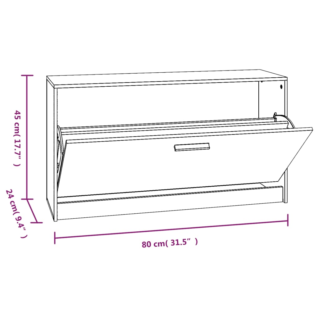 vidaXL füstös tölgy színű szerelt fa cipőtároló pad 80 x 24 x 45 cm