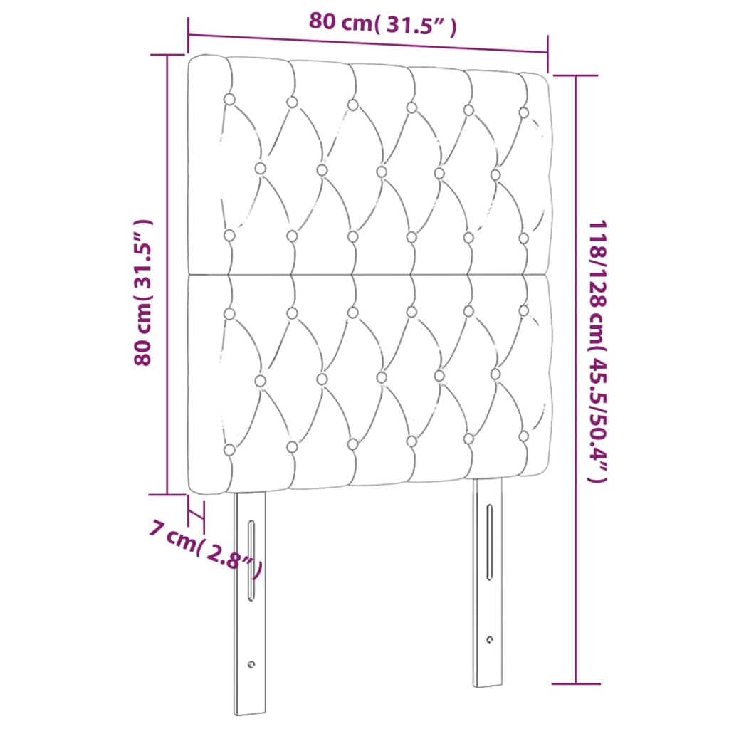 vidaXL 2 db fekete bársony fejtámla 80x7x78/88 cm