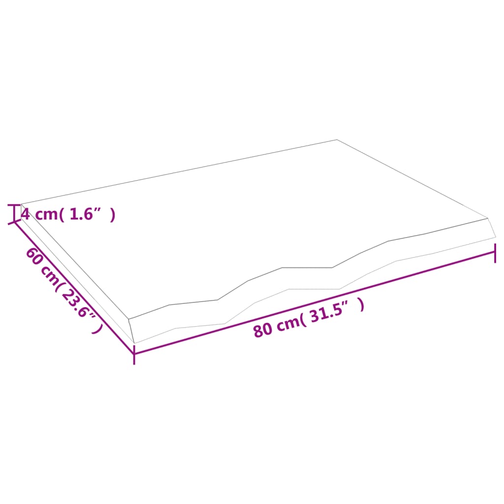 vidaXL sötétbarna kezelt tömör tölgyfa asztallap 80x60x(2-4) cm