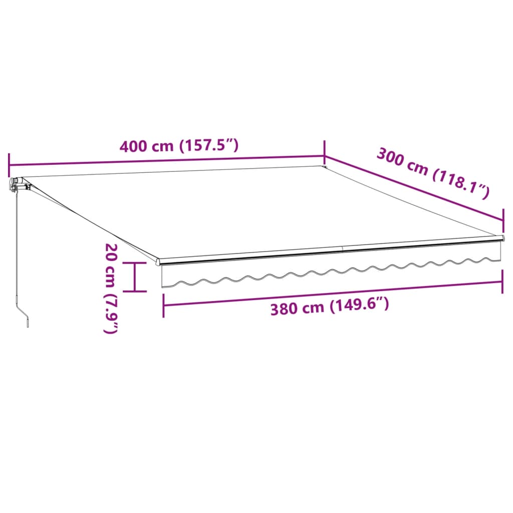 vidaXL barna automata kihúzható napellenző 400 x 300 cm