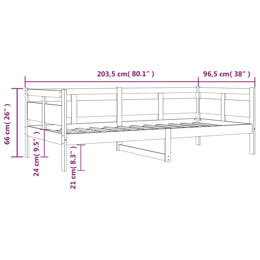 vidaXL tömör fenyőfa kanapéágy 90x200 cm