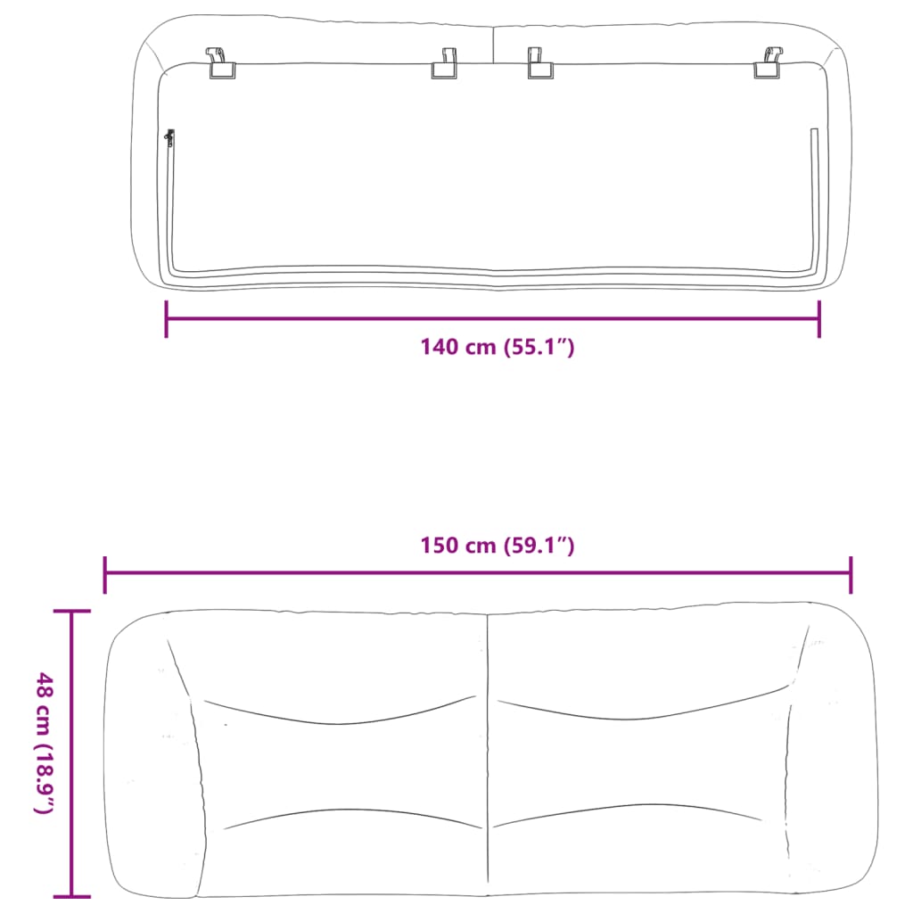 vidaXL krémszínű szövet fejtámla párna 140 cm