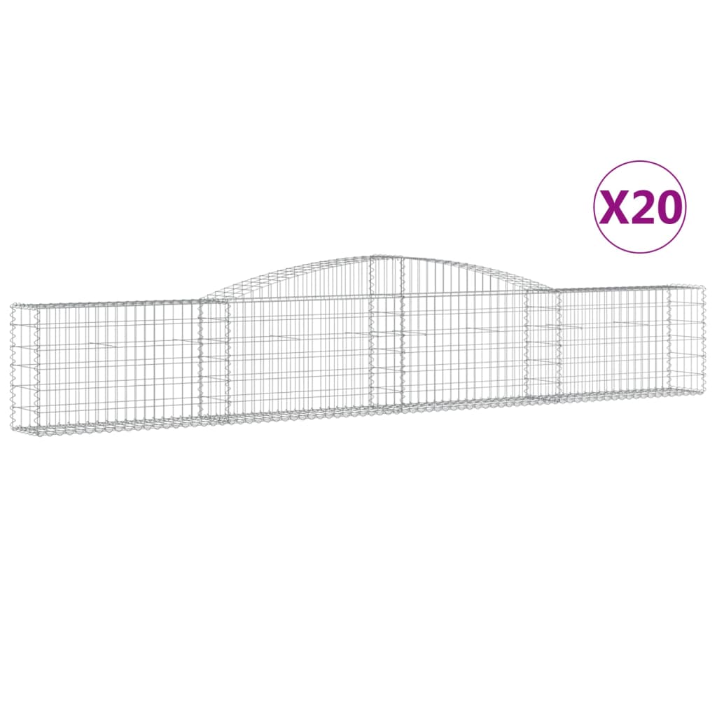 vidaXL 20 db íves horganyzott vas gabion kosár 400x30x60/80 cm