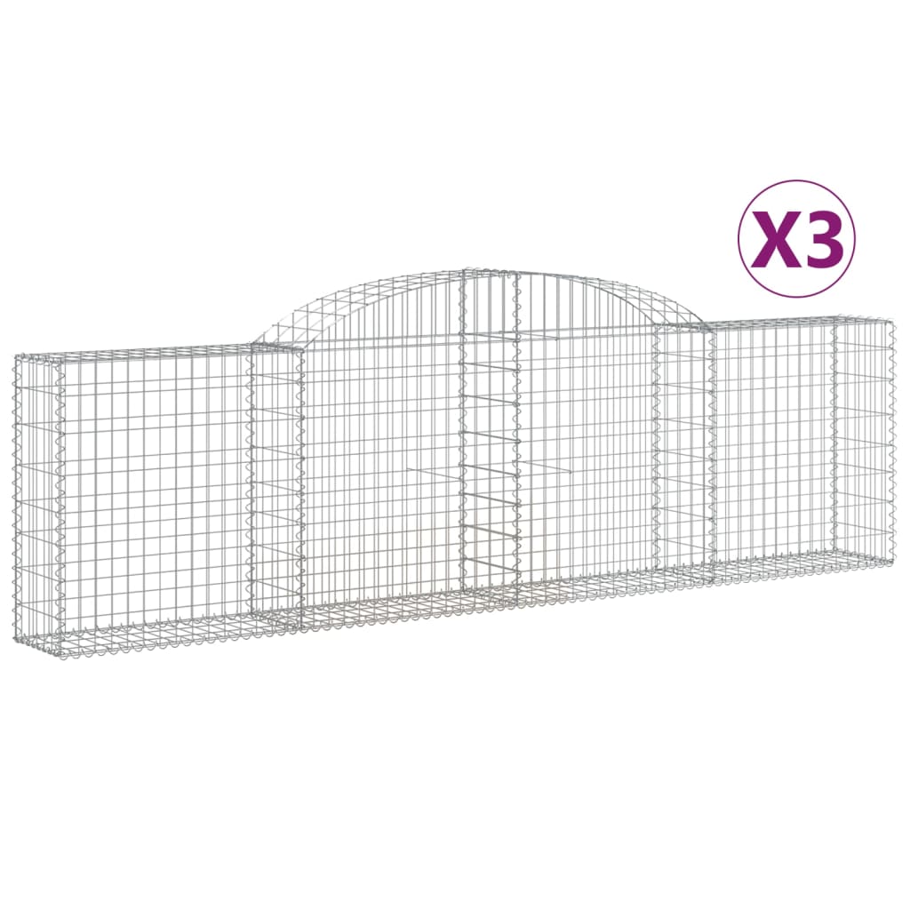 vidaXL 3 db íves horganyzott vas gabion kosár 300x30x80/100 cm