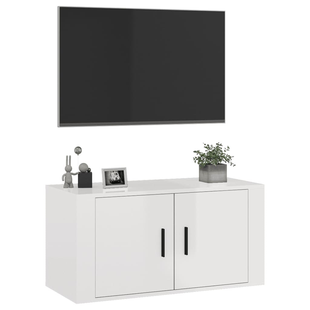 vidaXL magasfényű fehér fali TV-szekrény 80 x 34,5 x 40 cm