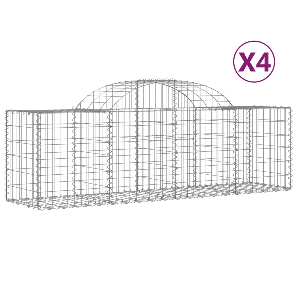 vidaXL 4 db íves horganyzott vas gabion kosár 200x50x60/80 cm