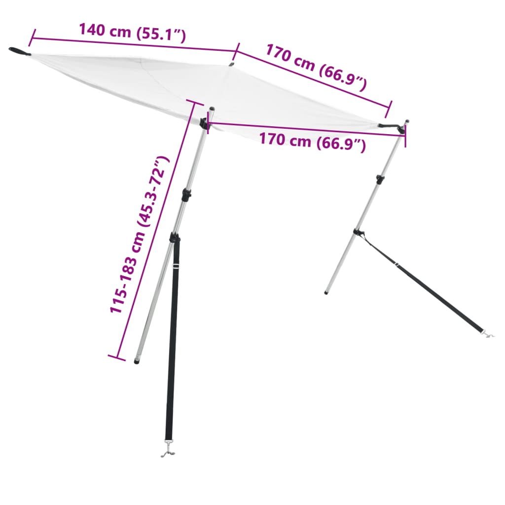 vidaXL fehér T-alakú árnyékolóhosszabbító 170 x 170 x (115-183) cm