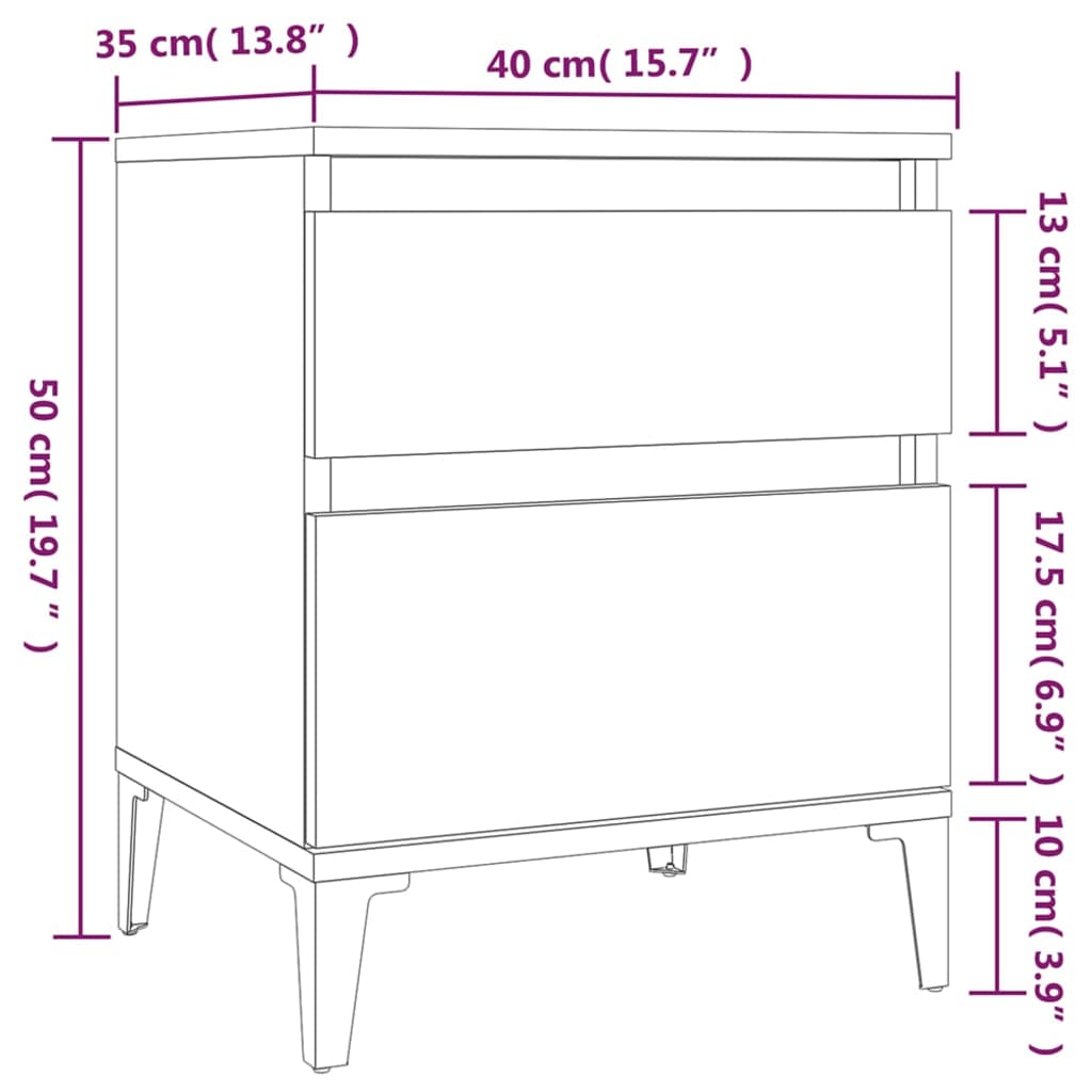 vidaXL 2 db sonoma tölgy éjjeliszekrény 40 x 35 x 50 cm