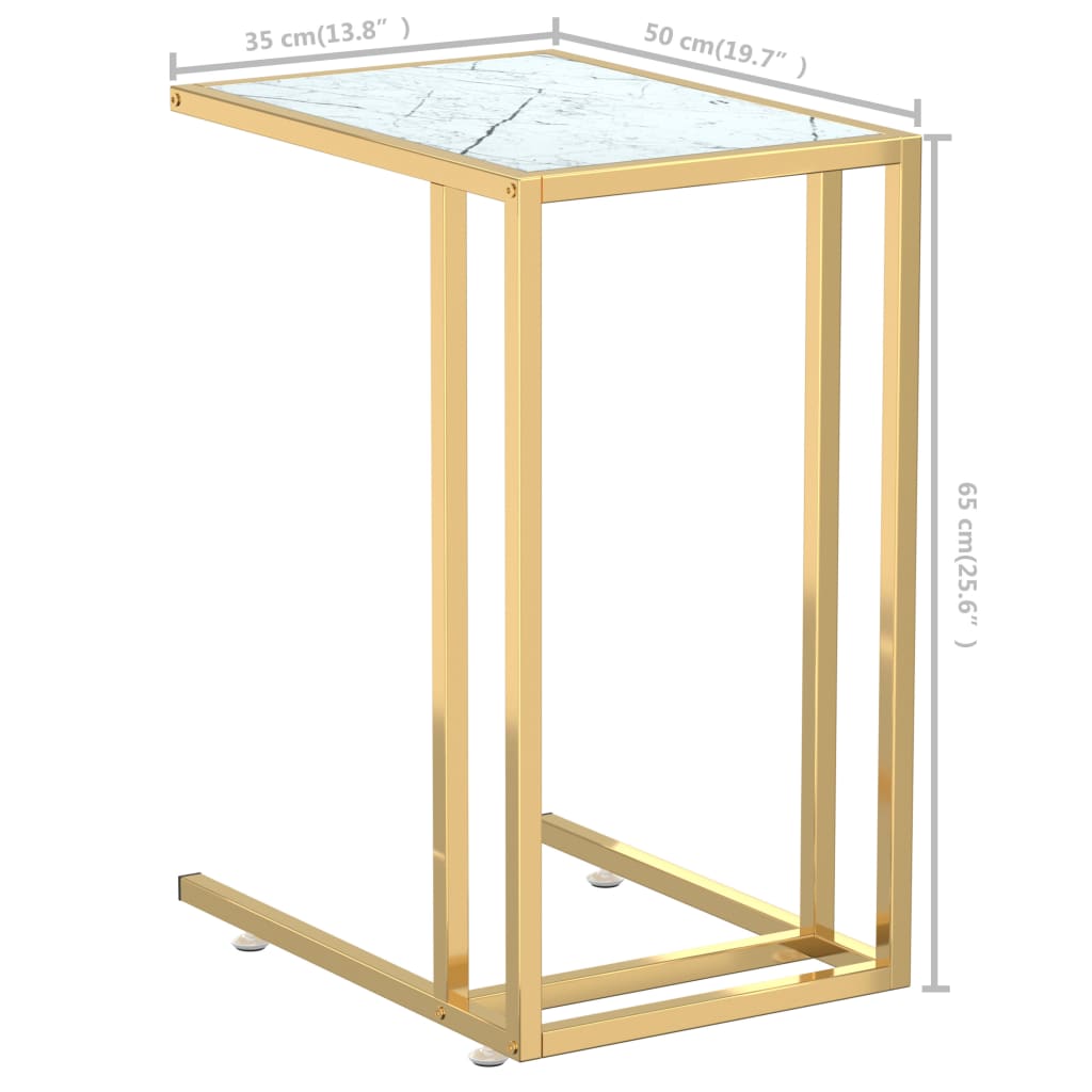 vidaXL fehér márvány edzett üveg számítógép-kisasztal 50 x 35 x 65 cm