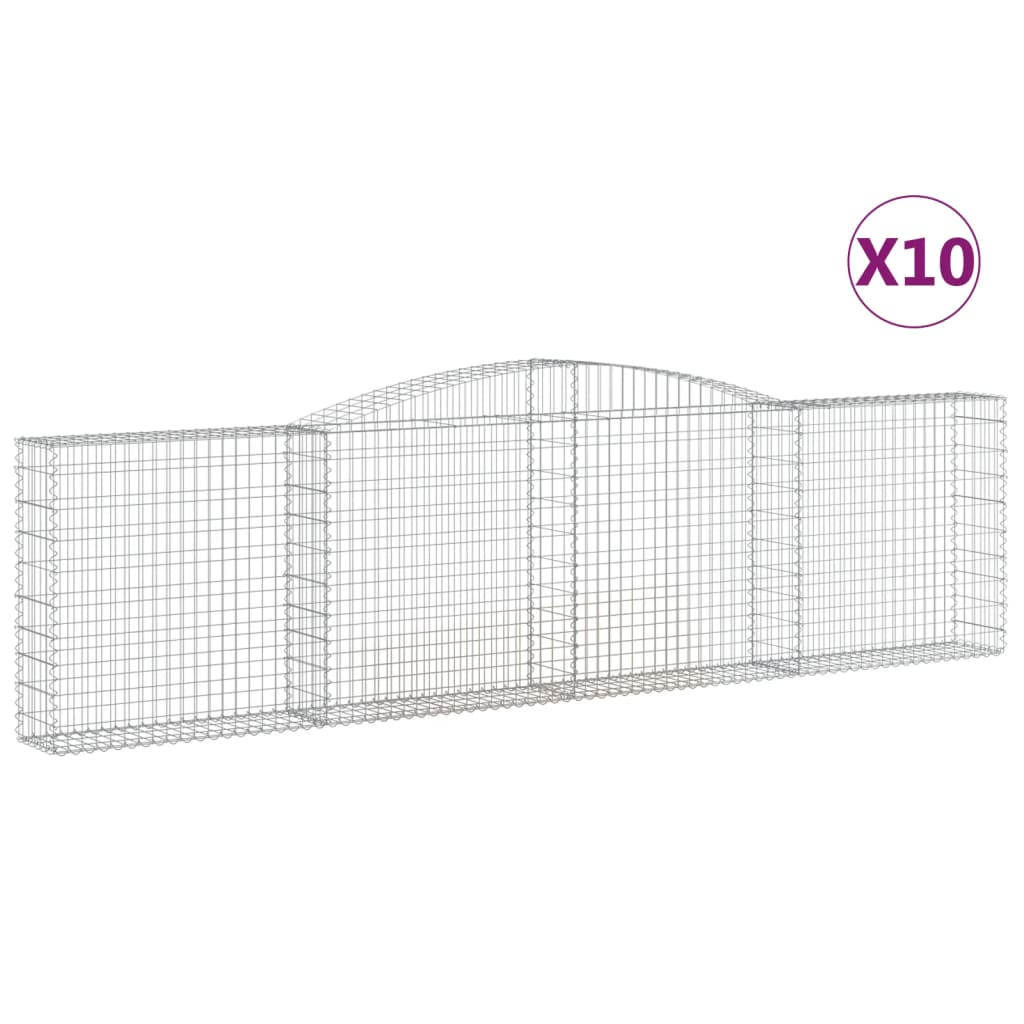 vidaXL 10 db íves horganyzott vas gabion kosár 400x30x100/120 cm