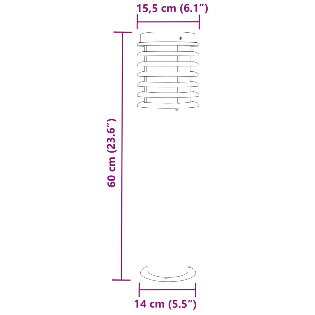 vidaXL fekete rozsdamentes acél kültéri állólámpa 60 cm