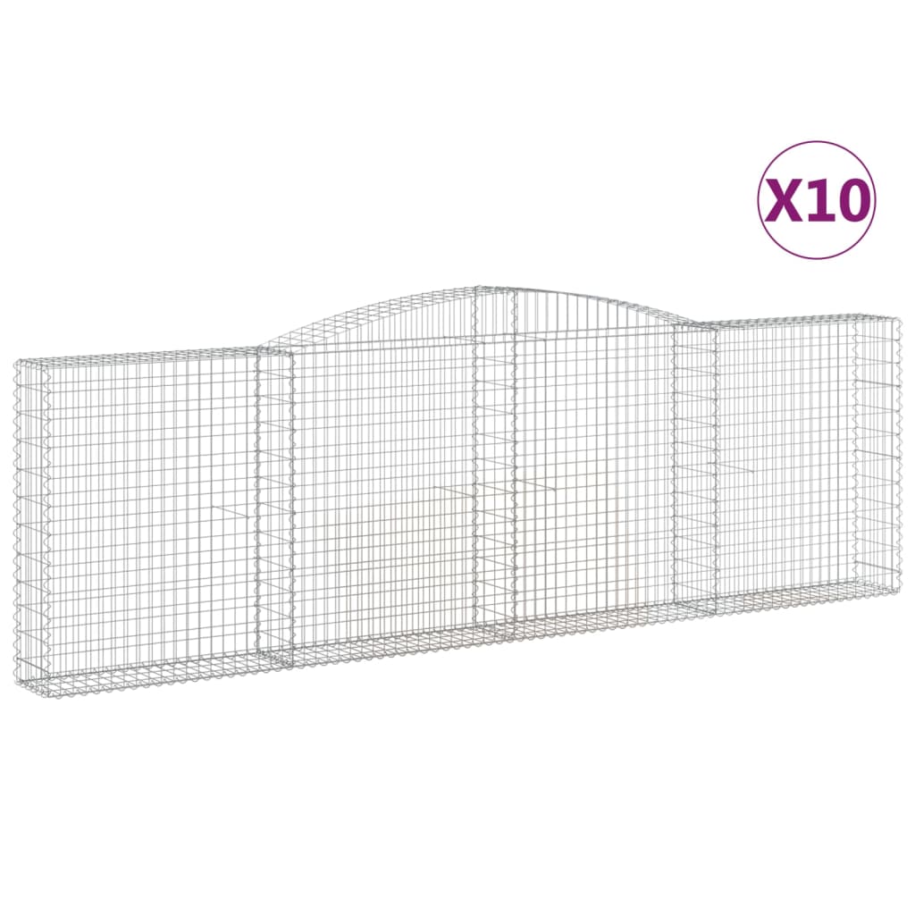 vidaXL 10 db íves horganyzott vas gabion kosár 400x30x120/140 cm