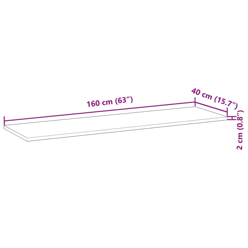 vidaXL tömör akácfa téglalap alakú asztallap 160 x 40 x 2 cm