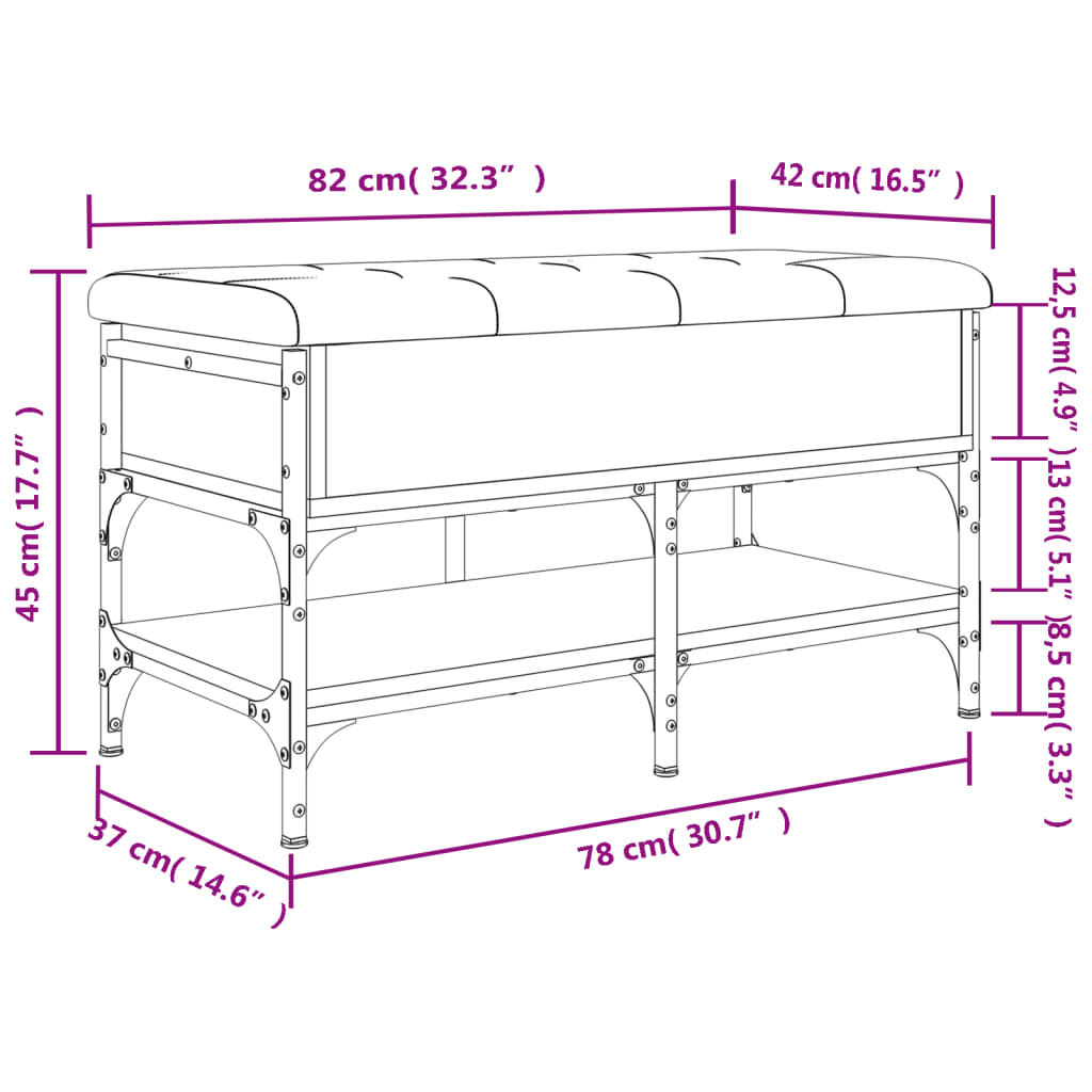 vidaXL barna tölgy színű szerelt fa cipőtároló pad 82 x 42 x 45 cm